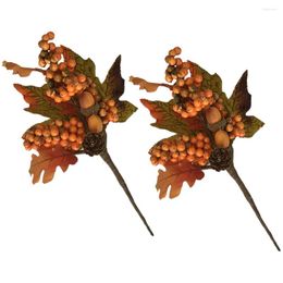 Decorative Flowers Fall Berry Picks Artificial Fake Stems Branches Stem Branch Leaves Thanksgiving Wreath Autumn Decor Decoration