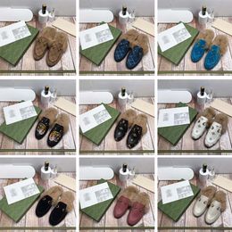 Womens flat slippers Luxury woolen shoes Wool grand fashion foam Personalized hotel indoor slippers Spring and autumn cotton cloth 35-41