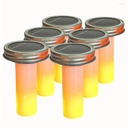 Strings LED Solar Mason Jar Lid Lights For Bottle Simulation Flame Flickering Outdoor Lamp Hanging Decor