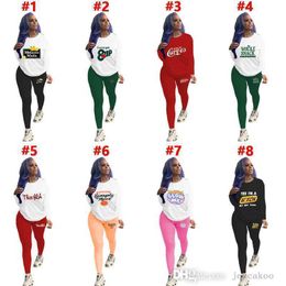 Designer Women Two Piece Pants Jogger Set 2022 Autumn Tracksuits Casual Long Sleeve Printed T-shirt Leggings Outfits