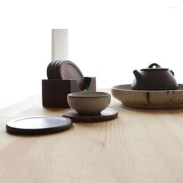 Table Mats 6Pcs/Set Walnut Wood Coasters Placemats Decor Round Heat Resistant Drink Mat Pad