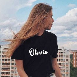 Obvio Graphic T-shirt Women Womens T Shirt Aesthetic Letter Print Spanish Ropa