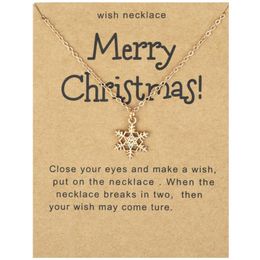 Christmas Snowflakes Elk Necklaces for Women Jewelry Santa Claus Boots Pendant Clavicle Chain Birthday Gift with Card Packaging