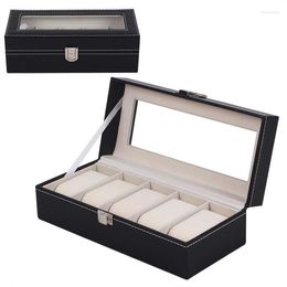 Jewelry Pouches High Level Luxury PU 5 Grids Leather Watch Box Fashion Style For Convenient Travel Storage Cases Organizer