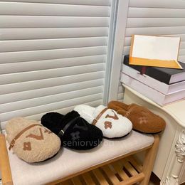 Slippers Designer Luxury Paseo Flat Comfort Slippers Wool Women Slide Fur Fluffy Furry Letters Sandals Warm Comfortable Slides womens famous