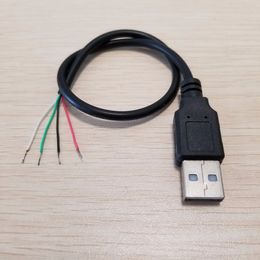 10pcs/lot High Quality Pure Copper USB 2.0 Data Cable Single Male Adapter to 4Pin Tail Peeling Tin Cable 30cm