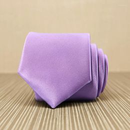 Bow Ties High Quality Solid Color Violet For Men 2022 7cm Wide Waterproof Necktie Fashion Business Suit Mens L7022
