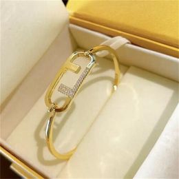 Fashion Luxury Designer Bangle Letter Diamond Bracelet Adjustable Bracelets Women Party Jewelry