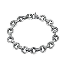 Link Chain Bracelets Solid 925 Sterling Silver Scroll Dots Textured Lobster Clasps Antique Vintage Punk Handmade Fashion Luxury Jewellery Accessories Gifts