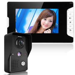 Video Door Phones MOUNTAINONE 7" Phone Doorbell Intercom Kit Speakerphone System With Waterproof Outdoor IR Cam