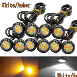 Decorative Lights 10X 2M Led Eagle Eye Light 5730 Dual Colour Switchback White Amber Vehicle Drl Daytime Running Lamp Drop Delivery 2 Dhkuc