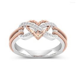 Wedding Rings Simple Pattern Love Heart-shaped Ring Size 6-10 Ladies Zircon Women Jewellery Engagement Gift