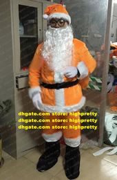 Kind Mascot Costume Orange Father Christmas Santa Claus Clause Kriss Kringle Cartoon Character Mascotte Long Beard No.zz2311