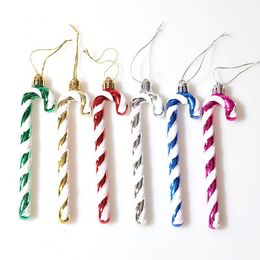 Christmas Plastic Candy Cane Glitter Xmas Tree Hanging Ornaments for Holiday Party Decoration Favours RRA450