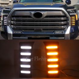 1 Pair Car LED Daytime Running Light For Toyota Tundra 2022 2023 Dynamic Turn Signal Relay DRL Fog Lamp Decoration daylight