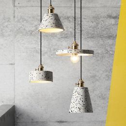 Pendant Lamps Nordic White Cement Lights Fixtures E27 Bar Living Room Kitchen Modern Hanging Lamp Light Suspension Luminaire Lighting