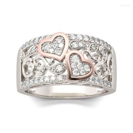 Wedding Rings Rose Gold Cubic Zirconia Trending Ring Fashion Lovers' Jewellery Pretty Gift For Couples Bands