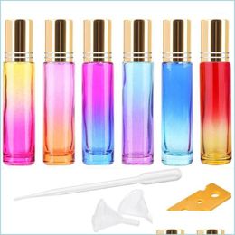 Packing Bottles Packing Bottles 10Ml 6 Pack Glass Roller Gradient Colour Refillable Roll On With Stainless Steel Balls1 Drop Delivery Dhpdc