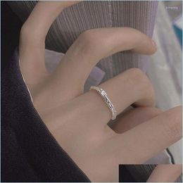 Cluster Rings Cluster Rings 925 Sterling Sier Open Ring Female Korean Simple Square Diamond Trendy Fashion Anniversary Giftcluster B Dho0B