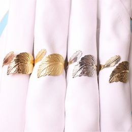 Fall Leaf Napkin Rings Classic Pattern Feather Napkin Ring for Wedding Festival Christmas Table Decoration