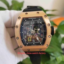 Hot Items Mens Watch High Quality 42mm x 50mm RM11-01-AG 11 Skeleton 18k Rose Gold Sport Watches Rubber Bands Transparent Mechanical Automatic Men's Wristwatches