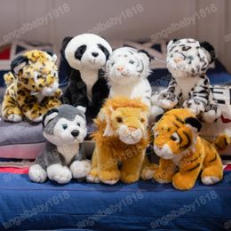 20cm Cute Stuffed Animals Plush Toy Simulation Lion Tiger Panda Leopard Husky Dog Plush Animal Doll For Children's Soft