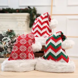 Wholesale Knited Santa Hats Christmas Skull Caps Thick Push Striped Hat Santa Cap