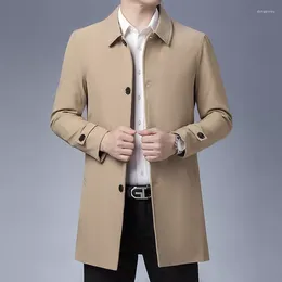 Men's Trench Coats Casual Black Khaki Long Top Quality Single Breasted Solid Spring Coat 2022 Arrival Men's Business