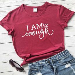 I Am Enough Womens T-shirt Tops Heart Graphic Women Fashion Slogan Quote Religion