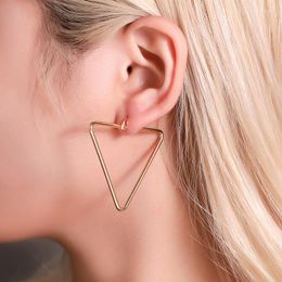 Hoop Earrings Simple All-Match Geometric Eye-Catching Hollow Triangle Ear Clip Women Jewellery Arrival 2022