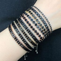 Tennis Trendy Black Crystal Bracelet For Men Steampunk Adjustable Zircon Women 39S Bangle Chain On The Hand Hip Hop Hippie Jewelry B Smtgk