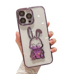 Quicksand Phone Cases Anti-drop Protective Case Luxury 3D Rabbit Transparent TPU Covers Apple Mobilephone Back Cover For IPhone14Plus 12 13 11 Pro Max Non-Yellowing