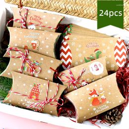 Christmas Decorations 24pcs/set Candy Bags With 24pcs Advent Calendar Sticker Tags For Gift Pack Children Present Kraft Bag Set