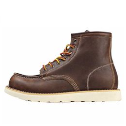 Boots Men's s American Retro Tooling Casual Crazy Horse Leather Vintage Man Lace Up Ankle Male T221101