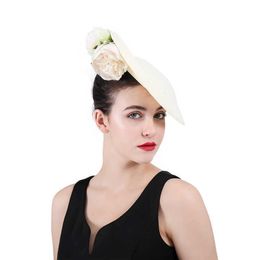 Wedding Hair Jewelry Ivory Sinamay Disc Fascinator Hat UK White Flowers Fascinators Evening Dress Accessories for Festival Party