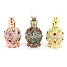 15ML Glass Perfume Bottles Diamond Essential Oil Bottle Portable Cosmetics Empty Bottle Home Decoration Ornaments