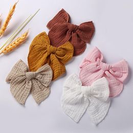 Hair Accessories M76C Baby Girls Cute Bowknot Clips Muslin Bows Hairpins For Children Hairgrips Princess Barrettes Party