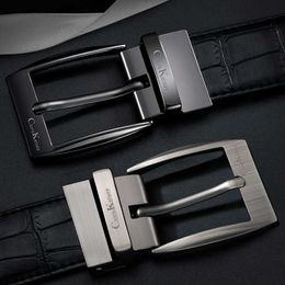 Men's Alligator Pattern Casual Belt 3.3CM Pin Buckle Business Jeans Belts Fashion Brand Men Belt