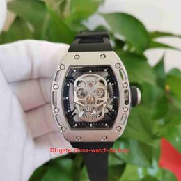 Hot Items Mens Watch 42mm x 50mm RM052-AL TI 01 Skull Head Skeleton Sport Watches Stainless Steel Rubber Bands Transparent Mechanical Automatic Men's Wristwatches