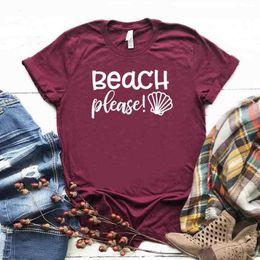 Beach Please Tee Women Casual Womens T-shirt Hipster Funny Lady Yong Girl Top Drop