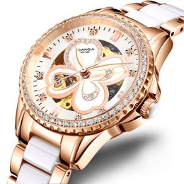 Orologi da polso femminile orologi di lusso Guanqin GJ16111 Diamond Ladies Watch Hands Luminous Owatch Wrist Owatch 316L in acciaio inossidabile in acciaio inossidabile