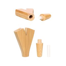 Smoking Bamboo Pipe Two Holes for 2pcs tobacco roller Wooden color Cigarette Holder With 1pc filter tip Smoke Accessory