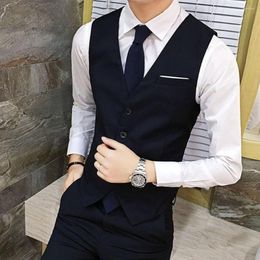 Men's Vests Male Vest Suit Single-breasted Slim-fit Polyester Men Fashion Formal Slims Fit Business Smart Casual Blazer Coat