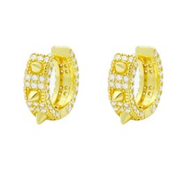 New Fashion 925 Sterling Silver Gold Plated Bling Moissanite Hoops Earrings Studs Jewelry Nice Gift