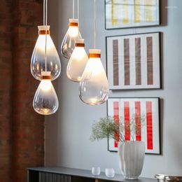 Pendant Lamps Retro Vintage LED Lights Glass Modern Water Drop Shade Hanging Lamp For Restaurant Livingroom Indoor Lighting Lustres