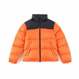 Black Orange Down Puffer Jacket Coat Full Zip Embroidery Outwear Parkas Men Women Winter Body Warmer size XS-xxl