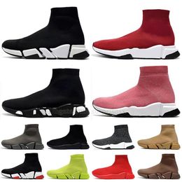 2023 new fashion ankle boots mens womens famous luxury outdoor walking sock shoes balencaigas trainers black white graffiti brown beige pink grey ankle booties us12