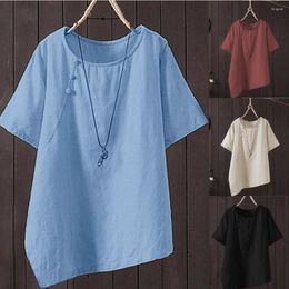 Camisetas de mujeres spandex manga larga para mujer lino suelto suelto bot￳n irregular camisa t￡nica blusa tops petite