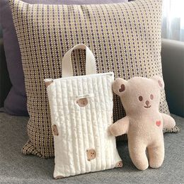 Diaper Bags Cotton Zipper Korean Mommy Baby Bottle Bear Embroidery small baby diaper bag 221101