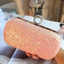 Evening Bags Sequins For Women 2022 Luxury Handbags Ladies Designer Elegant Cluch Bling Bridal Small Crossbody Messenger Bag